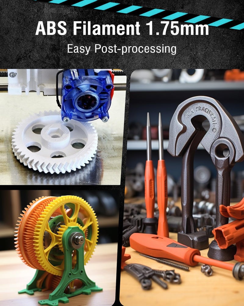 SUNLU ABS Filament 1.75mm 3D Printer Filament, Highly Resistant Durable, Heat Resistance, Excellent Toughness, Compatible with 99% FDM 3D Printers, 1kg Spool (2.2lbs), Grey - Image 4